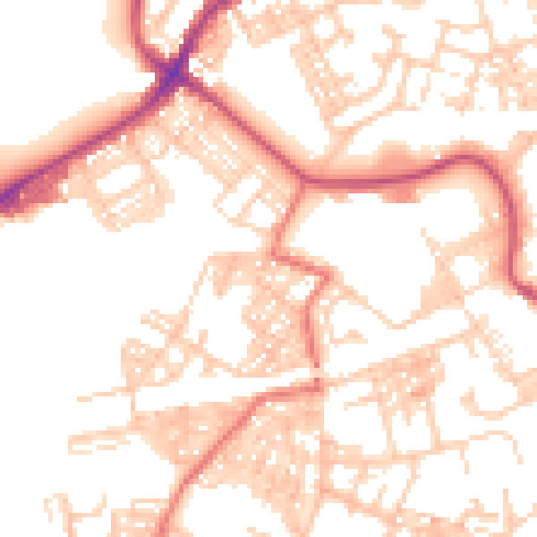 Daytime road noise heatmap for BB2 2RJ