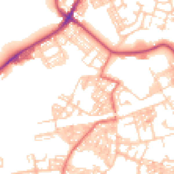 Daytime road noise heatmap for BB2 2RL