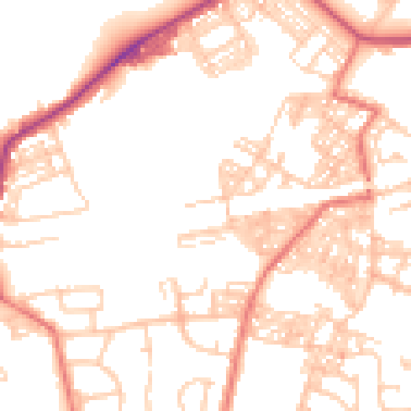 Daytime road noise heatmap for BB2 2RT