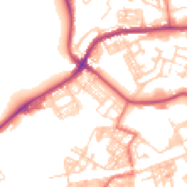Daytime road noise heatmap for BB2 2SX