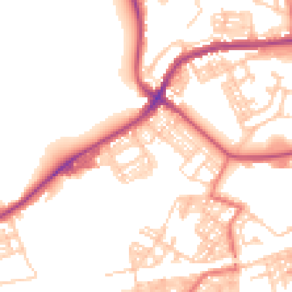 Daytime road noise heatmap for BB2 2SY