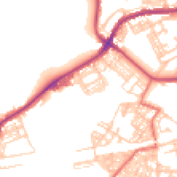 Daytime road noise heatmap for BB2 2TA