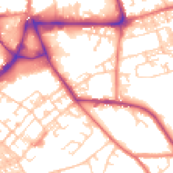 Daytime road noise heatmap for BB2 3AP