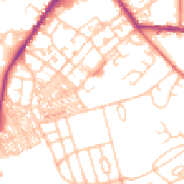 Daytime road noise heatmap for BB2 3AU