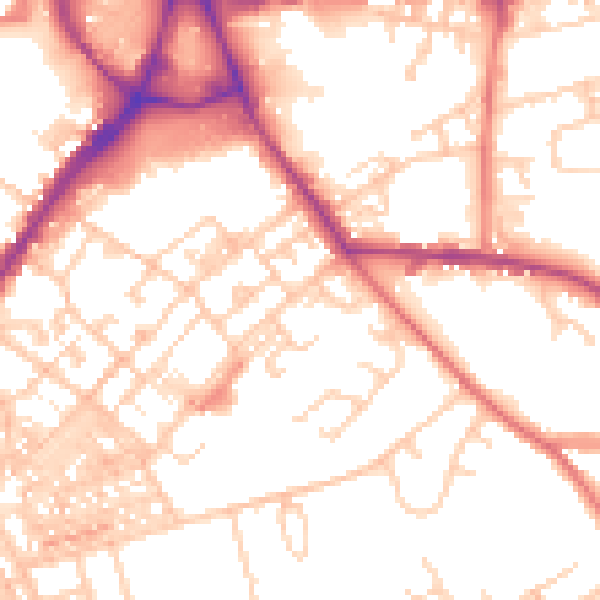 Daytime road noise heatmap for BB2 3AW
