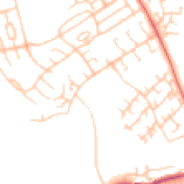 Daytime road noise heatmap for BB2 3DH
