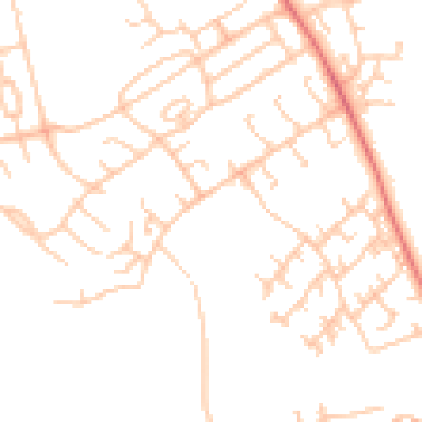 Daytime road noise heatmap for BB2 3DZ