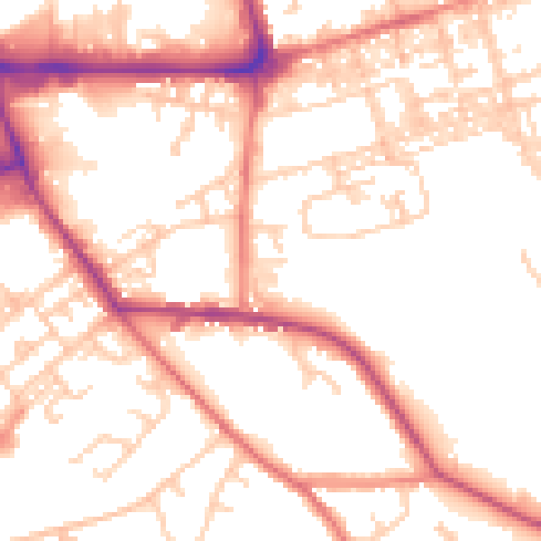 Daytime road noise heatmap for BB2 3HU