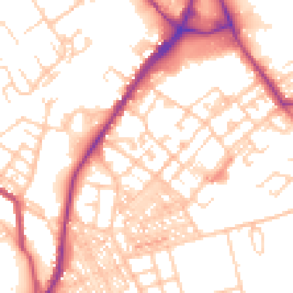 Daytime road noise heatmap for BB2 3TB