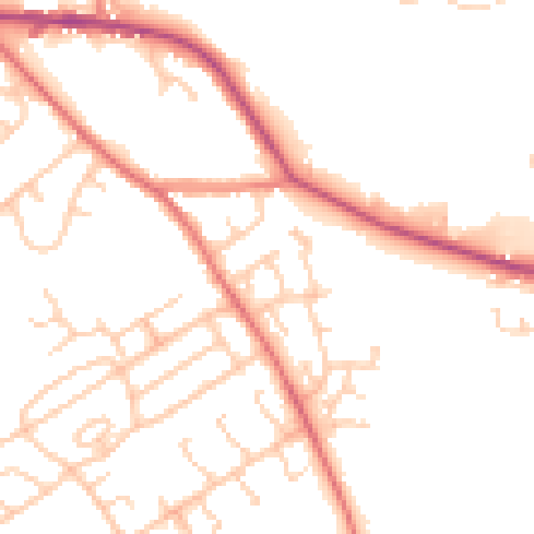 Daytime road noise heatmap for BB2 3TE