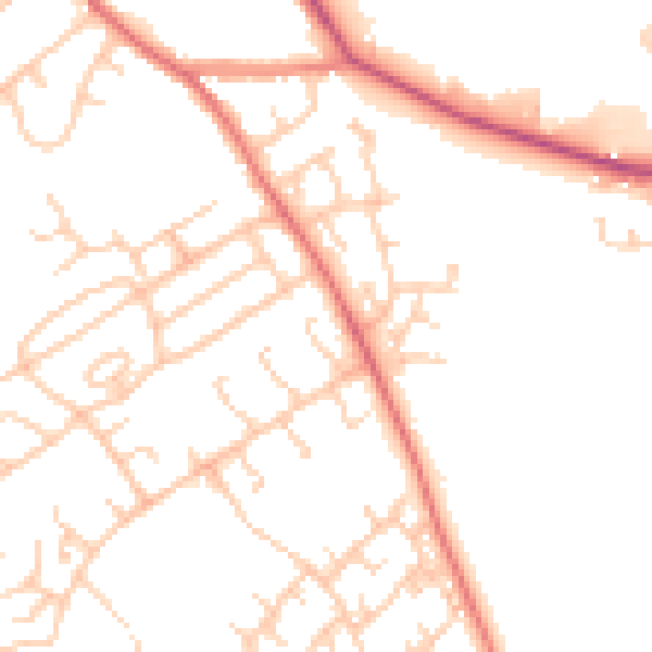 Daytime road noise heatmap for BB2 3TN