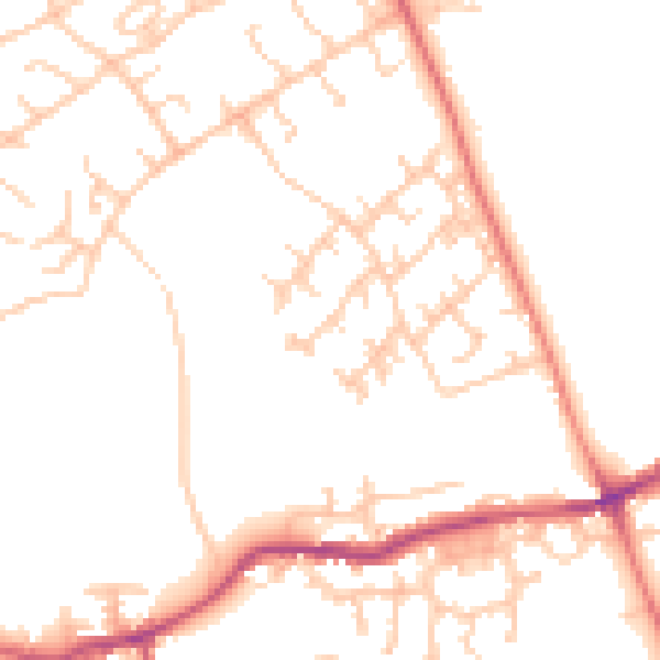 Daytime road noise heatmap for BB2 3UD