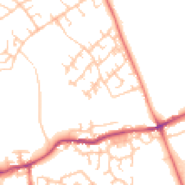 Daytime road noise heatmap for BB2 3UW