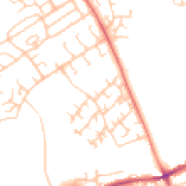 Daytime road noise heatmap for BB2 3WA