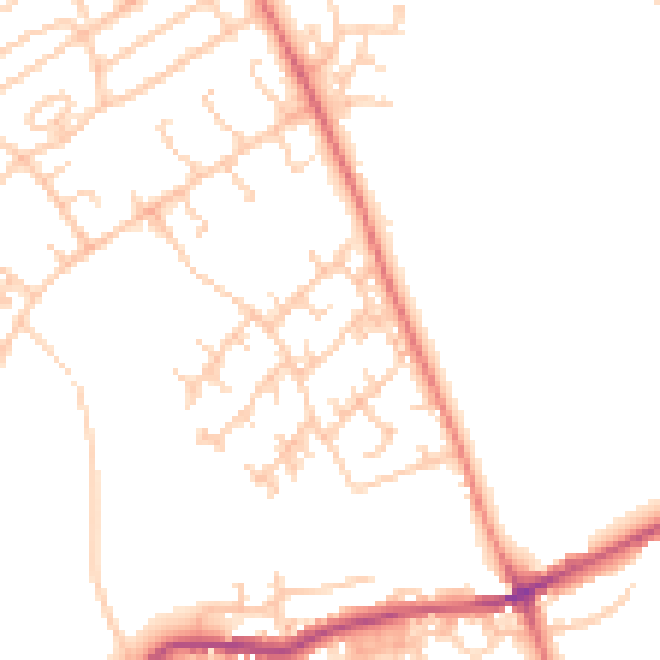 Daytime road noise heatmap for BB2 3WH