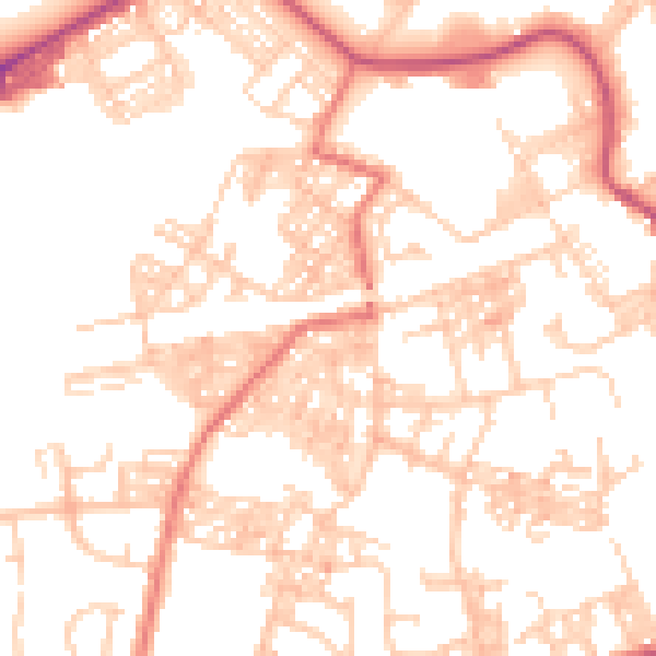 Daytime road noise heatmap for BB2 4BZ
