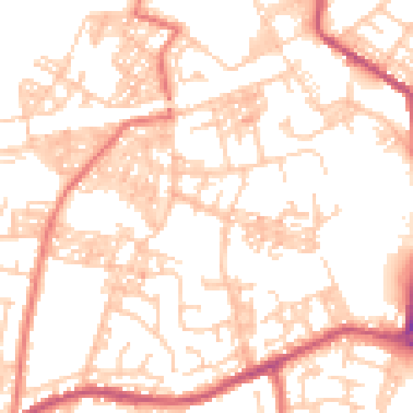 Daytime road noise heatmap for BB2 4DY