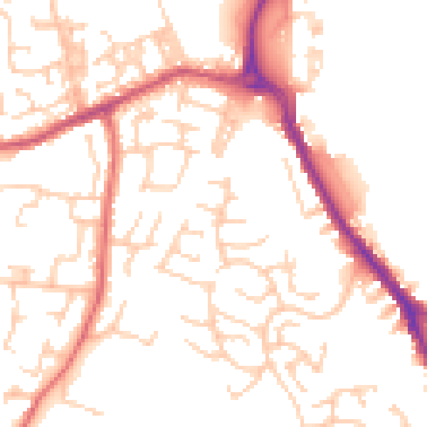 Daytime road noise heatmap for BB2 4FP