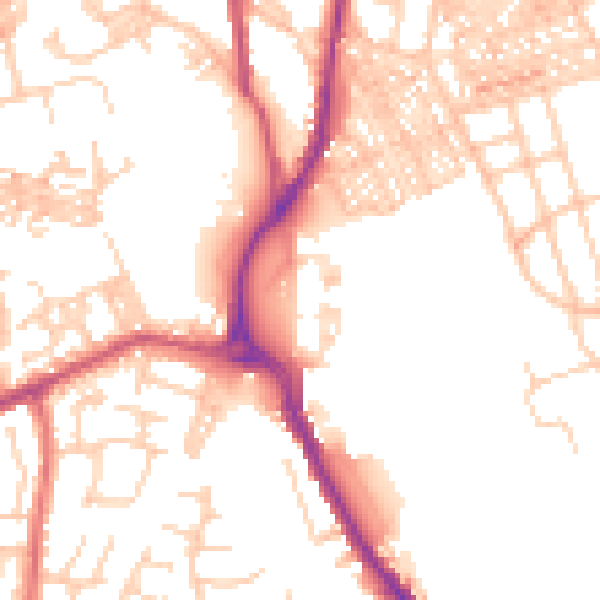 Daytime road noise heatmap for BB2 4HU