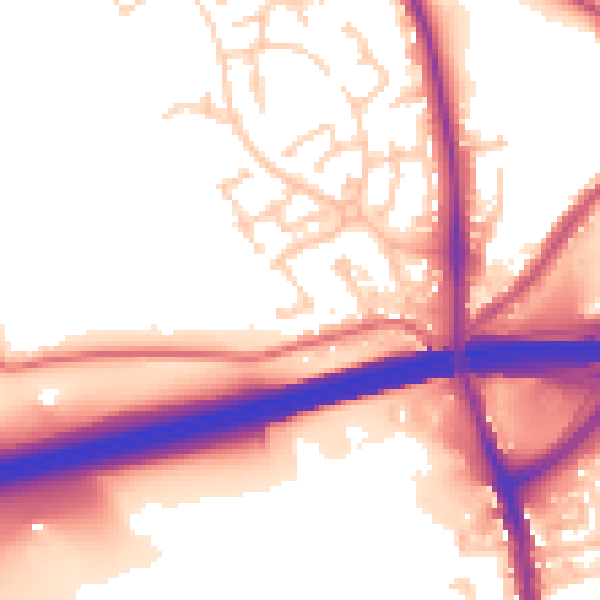 Daytime road noise heatmap for BB2 4JD