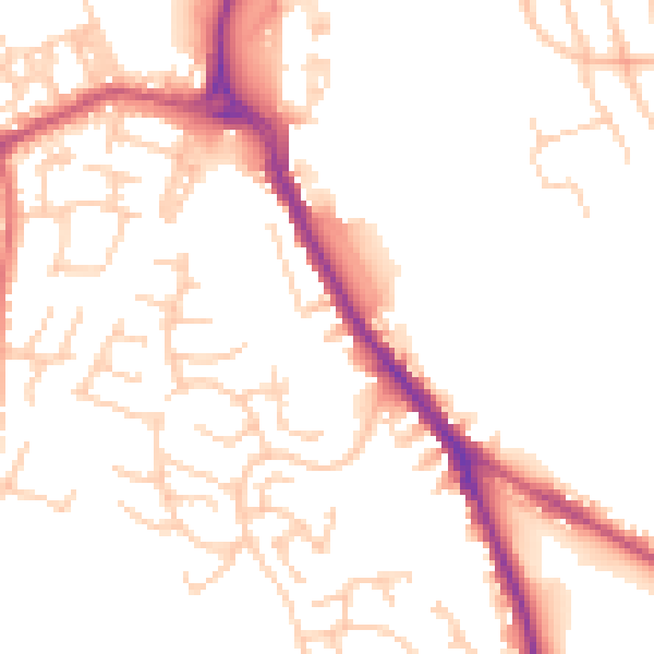 Daytime road noise heatmap for BB2 4JN