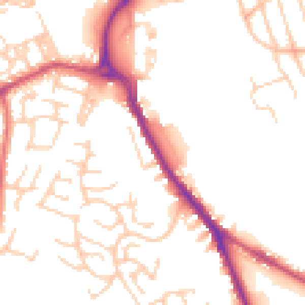 Daytime road noise heatmap for BB2 4JQ