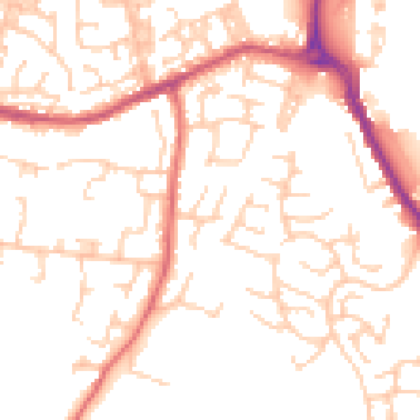 Daytime road noise heatmap for BB2 4LZ