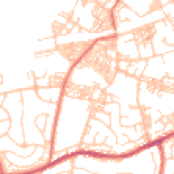 Daytime road noise heatmap for BB2 4PP