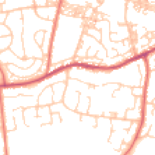 Daytime road noise heatmap for BB2 4RB