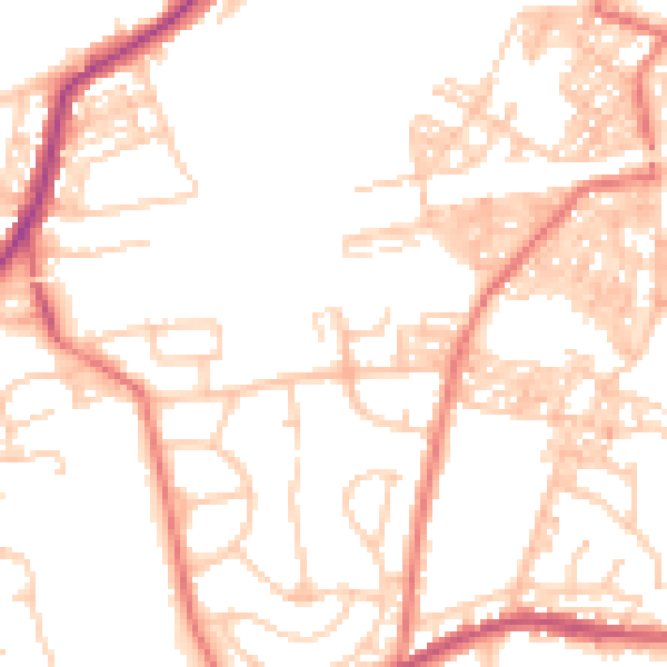 Daytime road noise heatmap for BB2 4UF
