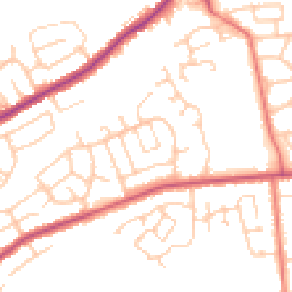 Daytime road noise heatmap for BB2 5AN