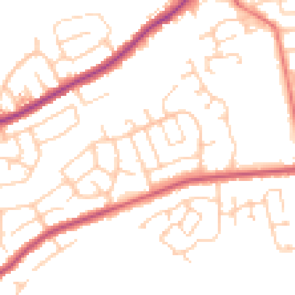 Daytime road noise heatmap for BB2 5AQ