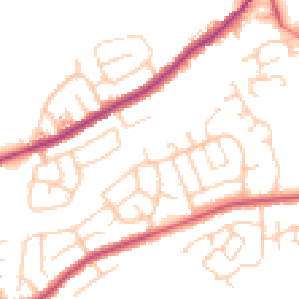 Daytime road noise heatmap for BB2 5AU