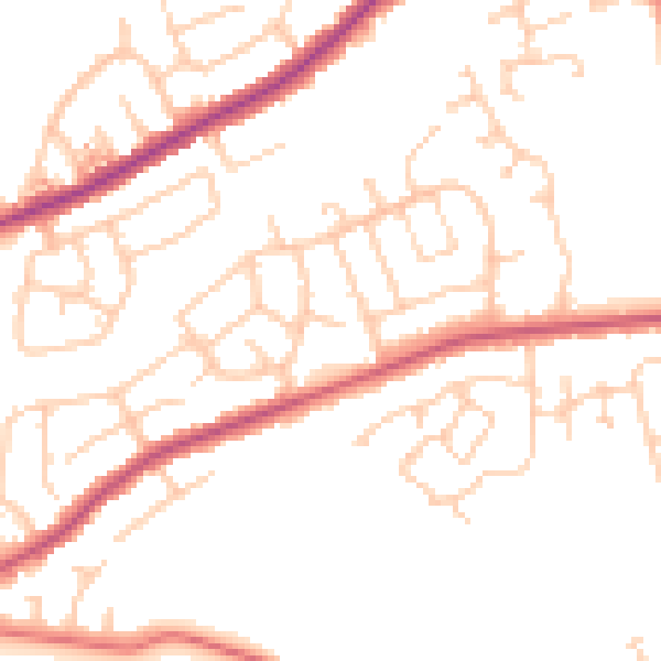 Daytime road noise heatmap for BB2 5AY