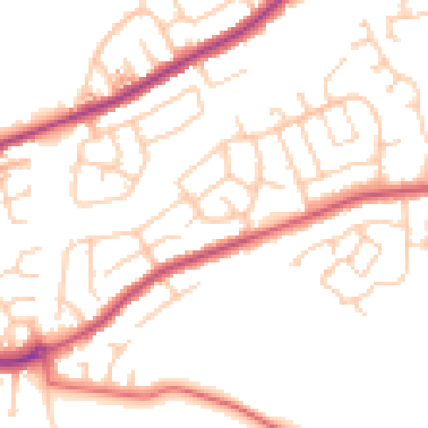 Daytime road noise heatmap for BB2 5BD