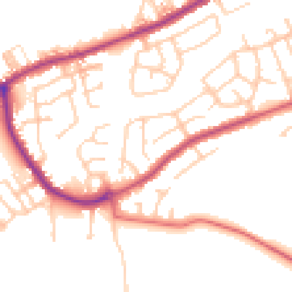 Daytime road noise heatmap for BB2 5DR