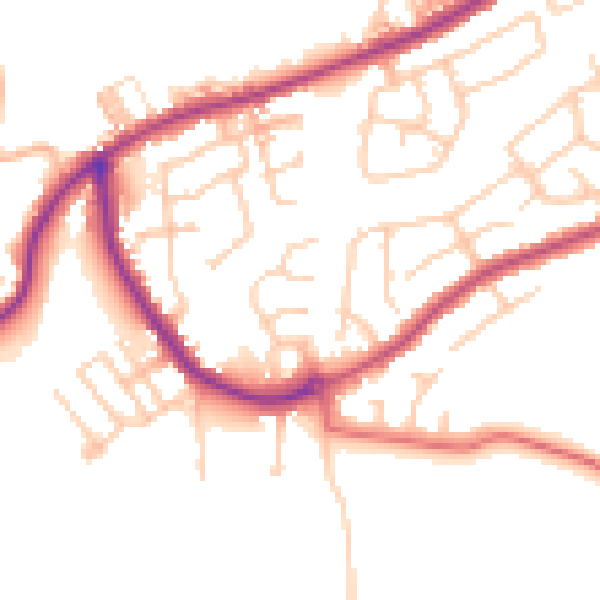 Daytime road noise heatmap for BB2 5EB