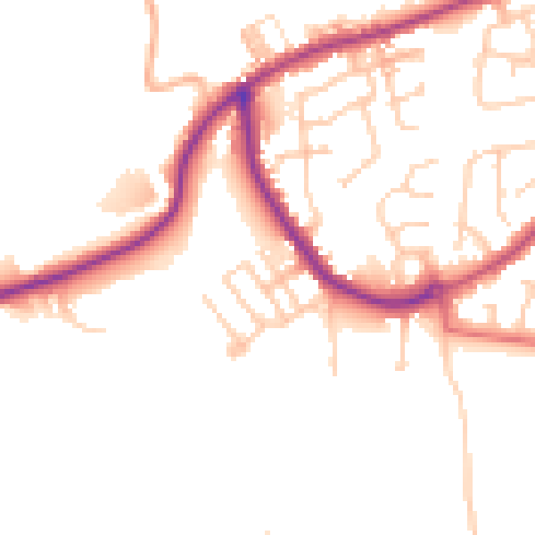 Daytime road noise heatmap for BB2 5EH