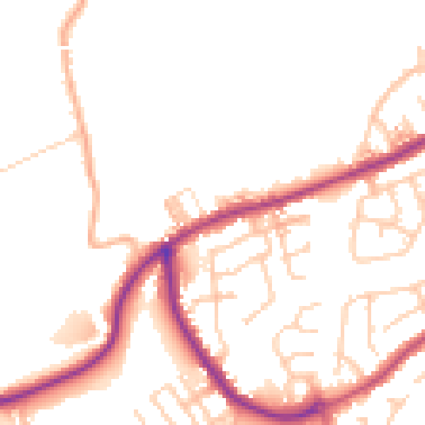 Daytime road noise heatmap for BB2 5EP