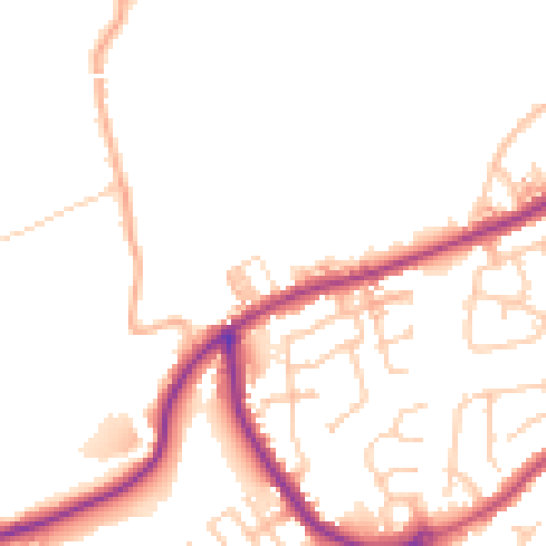 Daytime road noise heatmap for BB2 5ET