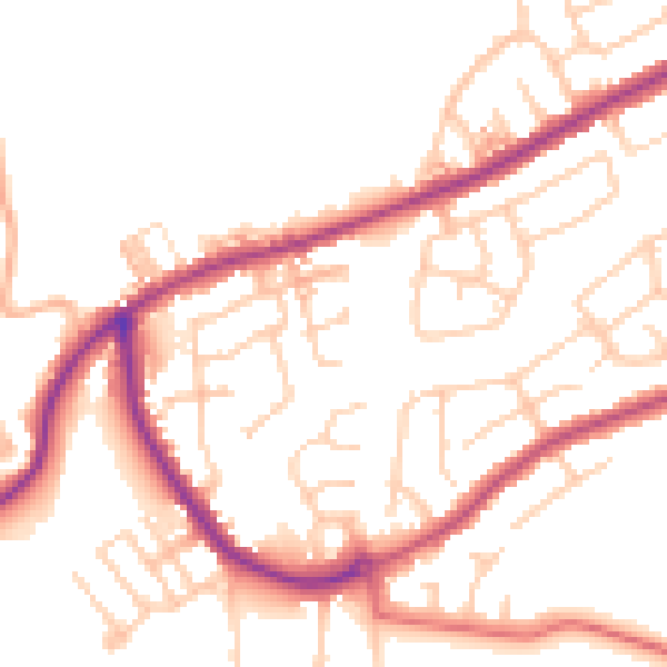 Daytime road noise heatmap for BB2 5EZ