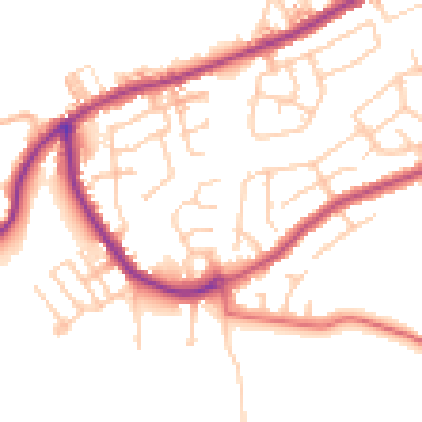 Daytime road noise heatmap for BB2 5FA
