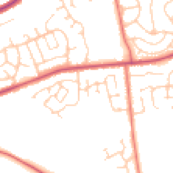 Daytime road noise heatmap for BB2 5FJ