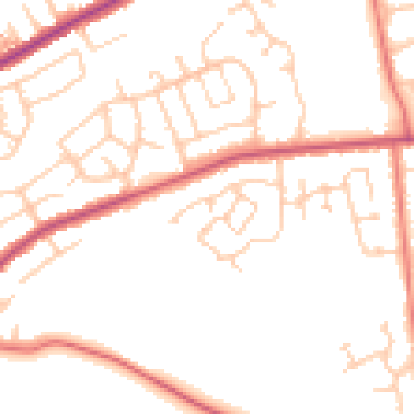 Daytime road noise heatmap for BB2 5FQ