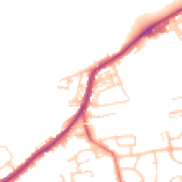 Daytime road noise heatmap for BB2 5LJ