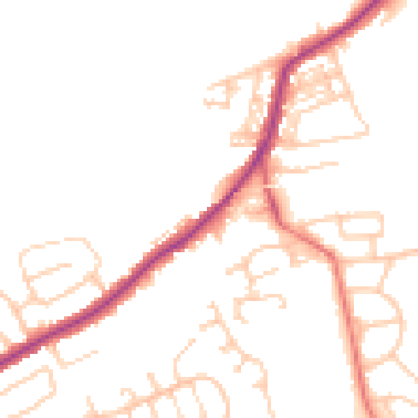 Daytime road noise heatmap for BB2 5LP