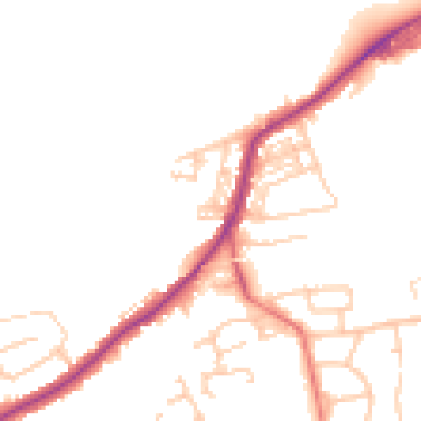 Daytime road noise heatmap for BB2 5LQ