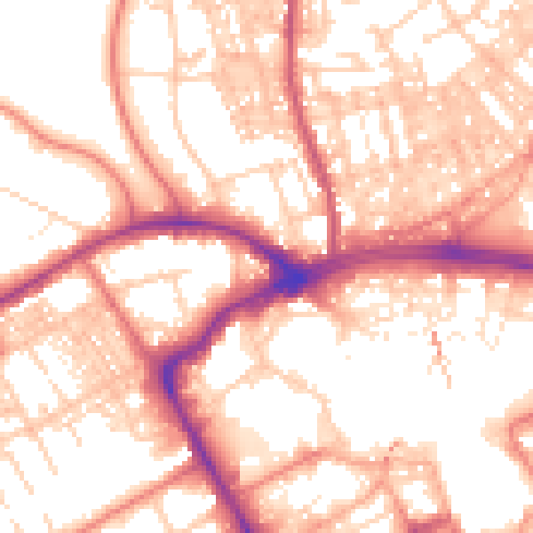 Daytime road noise heatmap for BB2 6AE