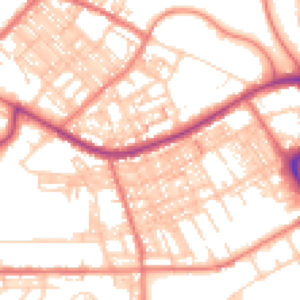 Daytime road noise heatmap for BB2 6BN