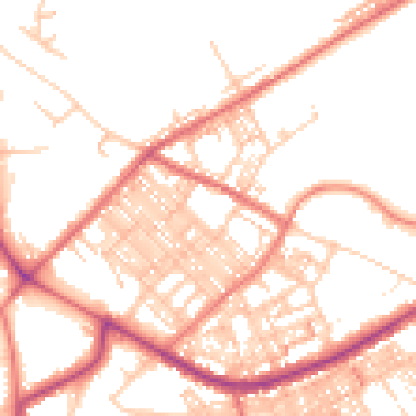 Daytime road noise heatmap for BB2 6DD